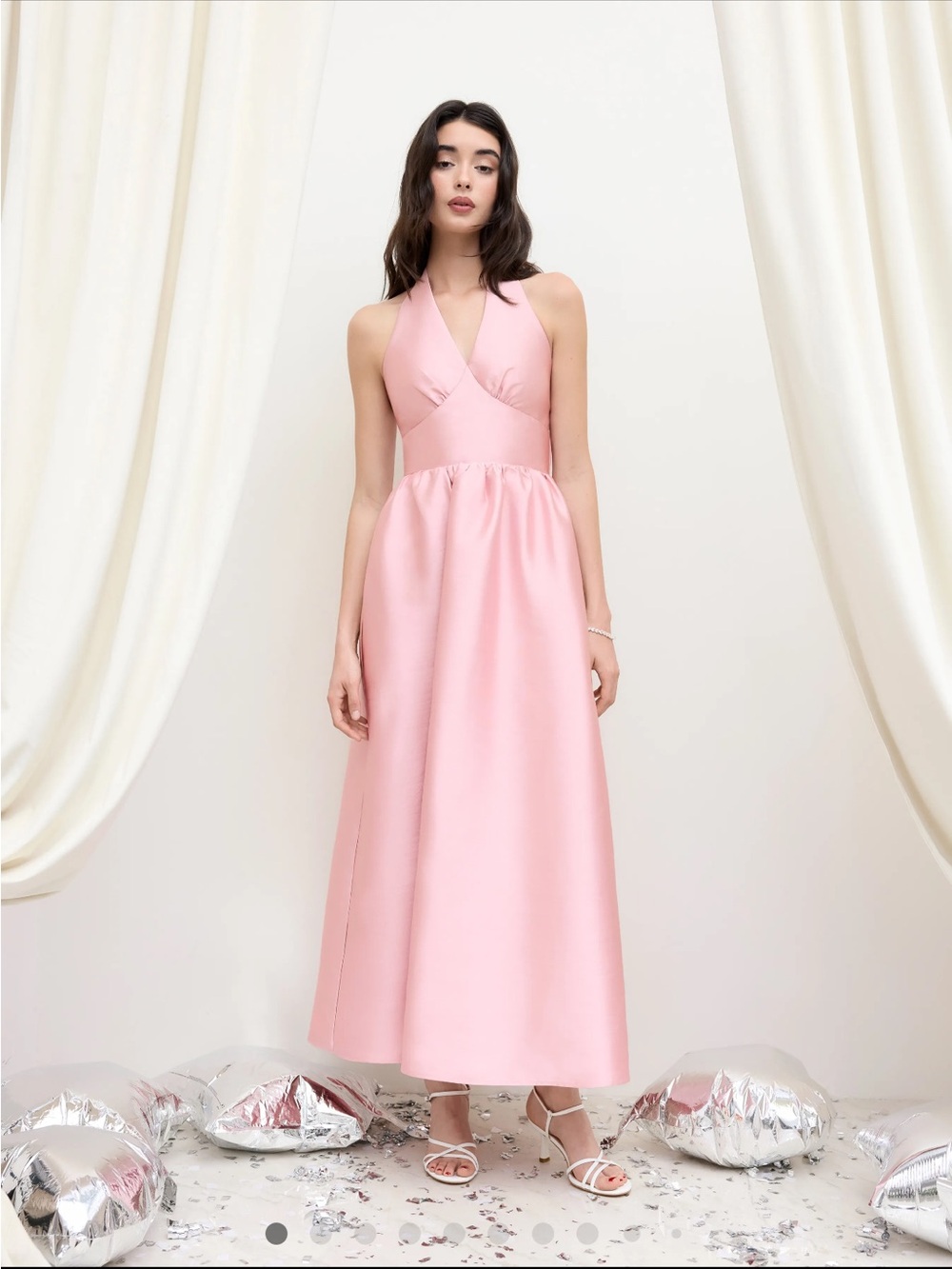 NWT CIDER SCULPTURAL HALTER NECKLINE BOWKNOT MAXI DRESS